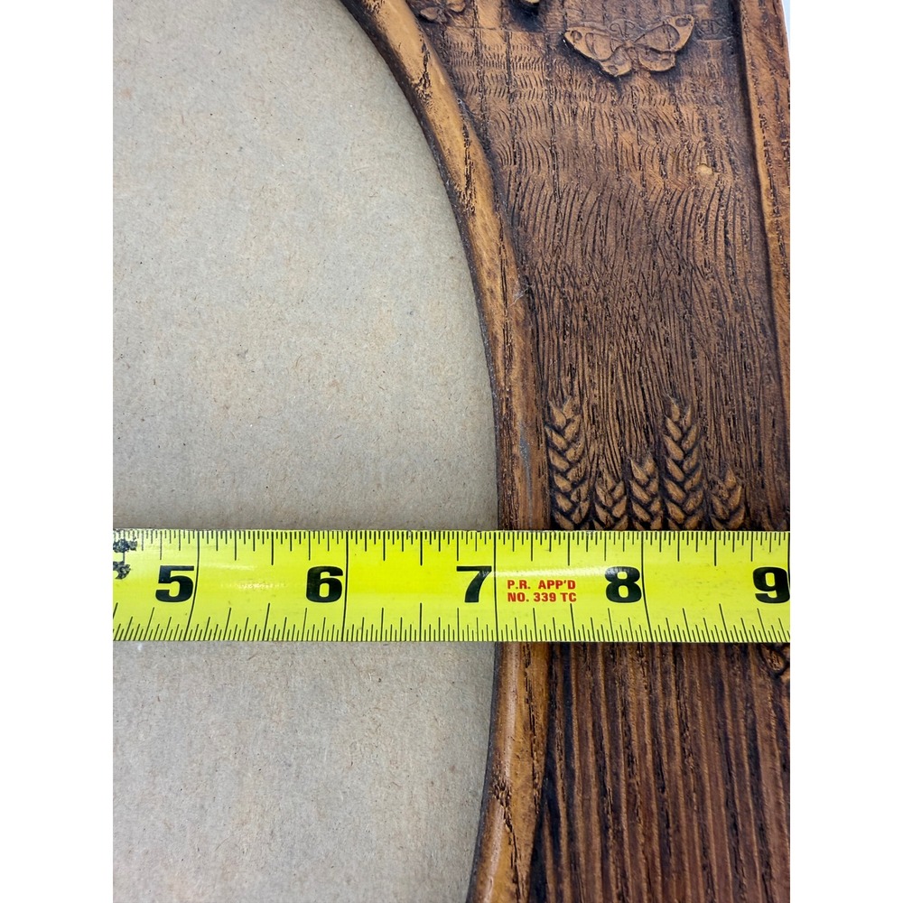 Vintage Faux Wood Resin Butterfly Wheat Oval Picture Frame Rustic Cottagecore - Picture 13 of 13